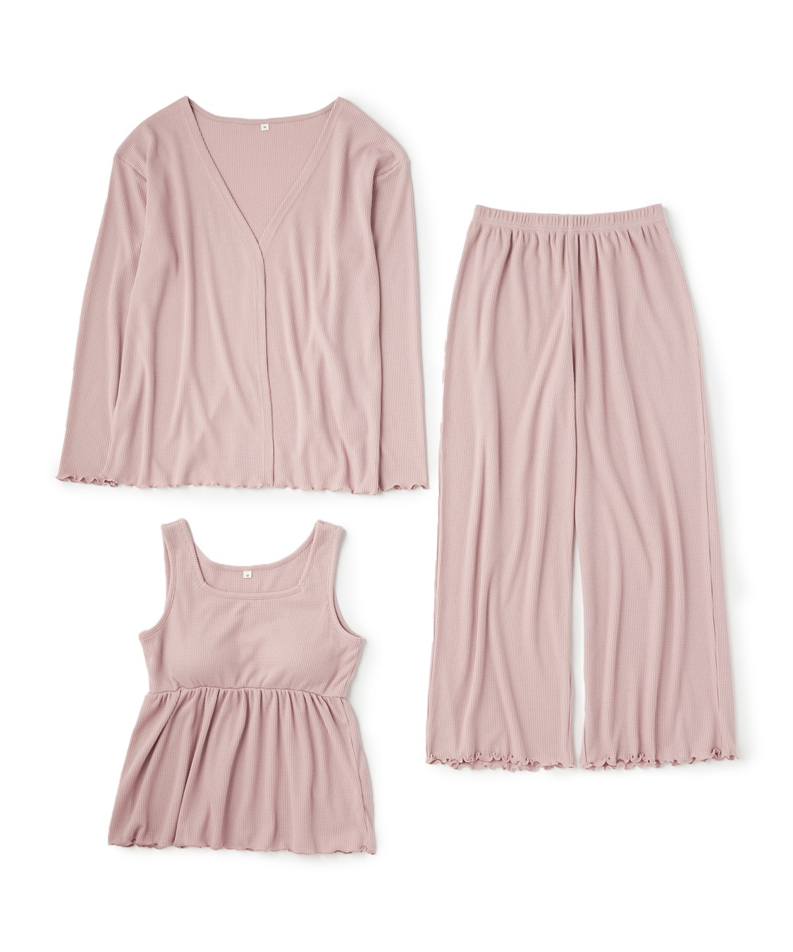 LAFUKU 【LAFUKU/ラフク】カップ付きワッフルルームウェア3点SET_variation_2