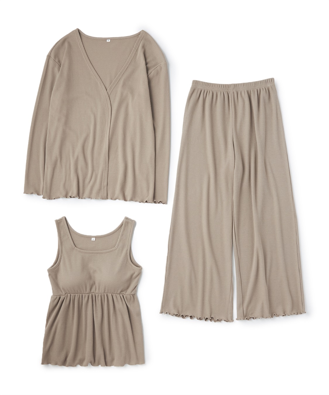 LAFUKU 【LAFUKU/ラフク】カップ付きワッフルルームウェア3点SET_variation_3