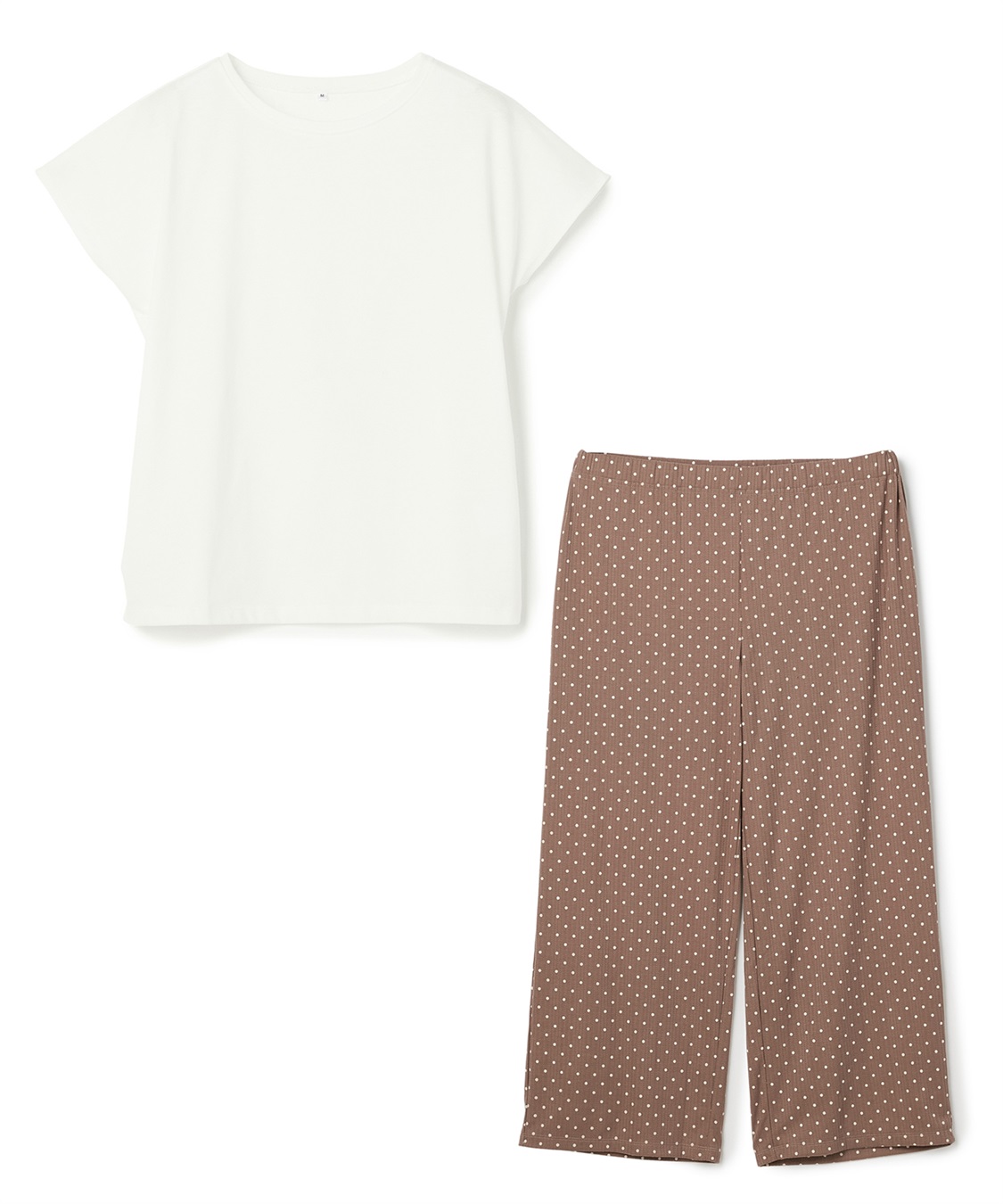 LAFUKU 【LAFUKU/ラフク】フレンチスリーブTシャツ&amp;イージーロングパンツ上下SET/ルームウェア_variation_1