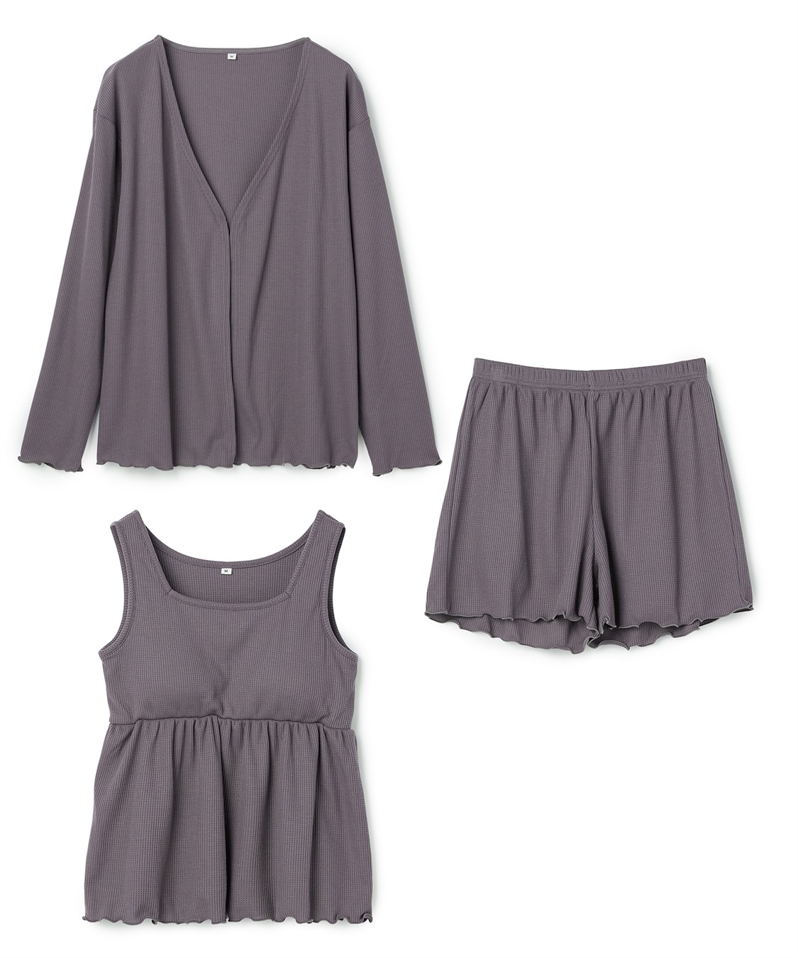 Life Style by cross marche 【LAFUKU/ラフク】カップ付きワッフルショートパンツ3点SET/ルームウェア_variation_1