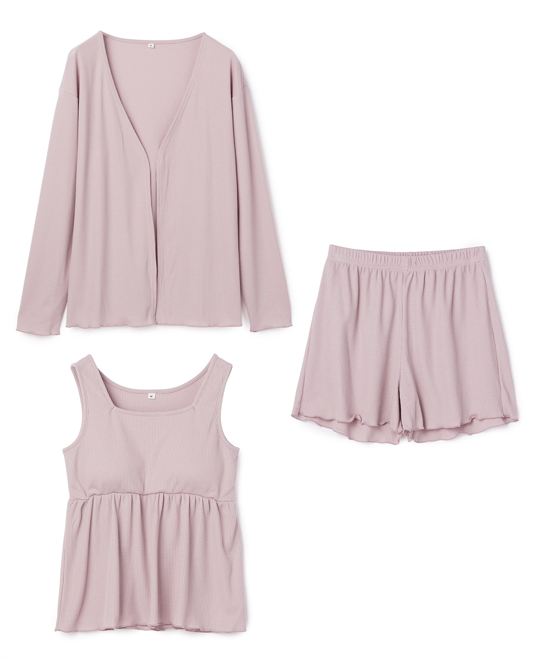 Life Style by cross marche 【LAFUKU/ラフク】カップ付きワッフルショートパンツ3点SET/ルームウェア_variation_2