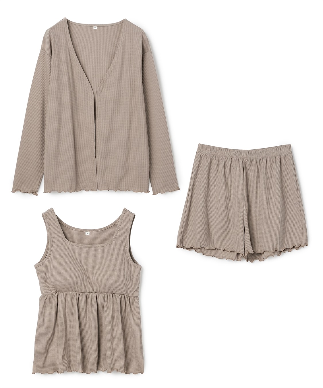 Life Style by cross marche 【LAFUKU/ラフク】カップ付きワッフルショートパンツ3点SET/ルームウェア_variation_3