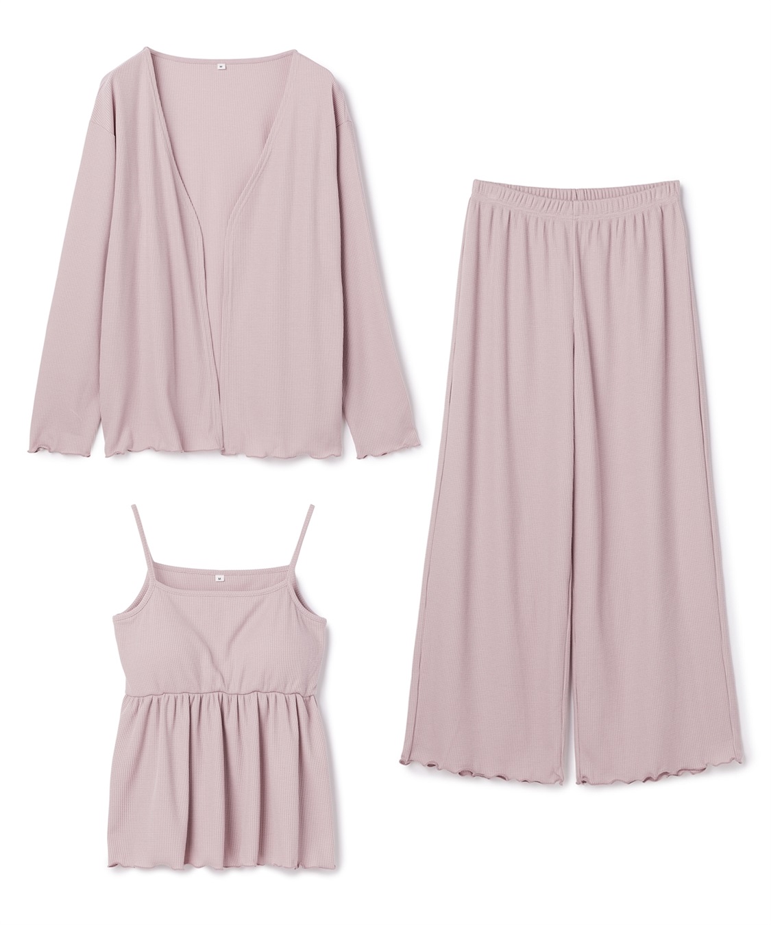 Life Style by cross marche 【LAFUKU/ラフク】カップ付きワッフルキャミソール&amp;フレアパンツルームウェア3点SET_variation_2