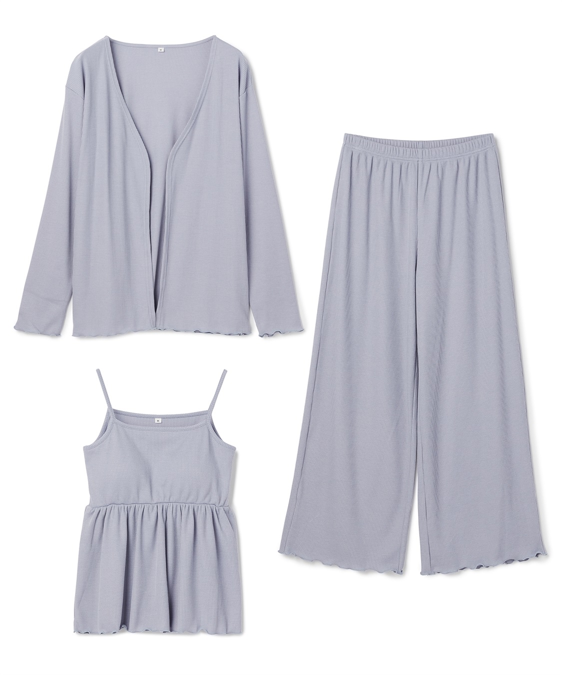 Life Style by cross marche 【LAFUKU/ラフク】カップ付きワッフルキャミソール&amp;フレアパンツルームウェア3点SET_variation_4