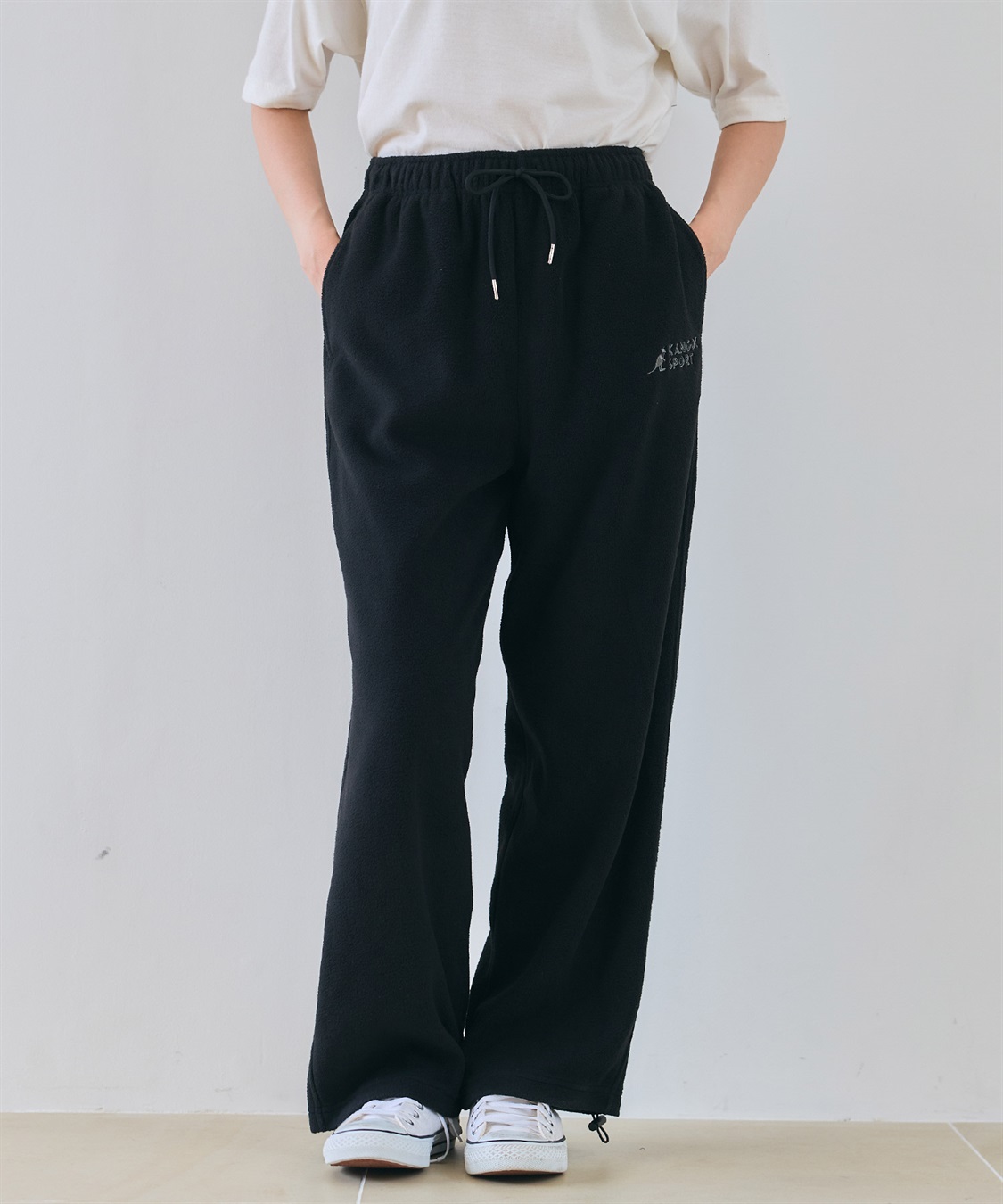 Life Style by cross marche 【KANGOL SPORT】サイドライン切替ドロストフリースイージーパンツ_variation_2