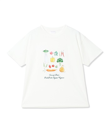 トコロコムギお野菜にゃんこ半袖Tシャツ(ホワイト-M)