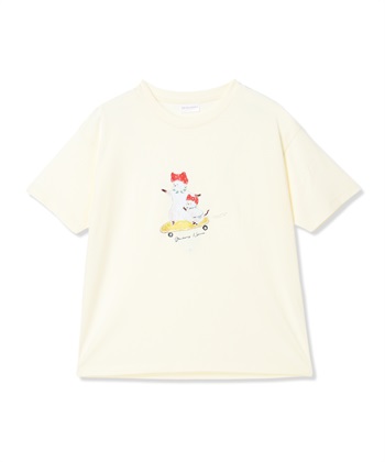 トコロコムギいちごにゃんこ半袖Tシャツ(アイボリー-M)