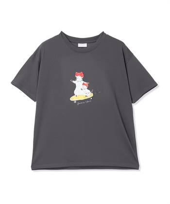 トコロコムギいちごにゃんこ半袖Tシャツ(チャコールグレー-M)