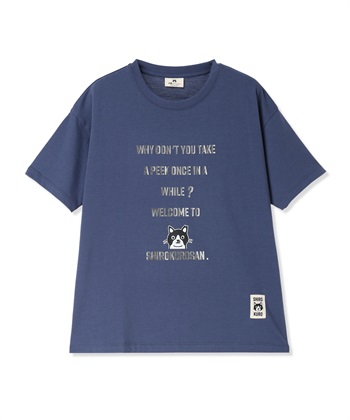 白黒さん箔ロゴ半袖Tシャツ(ブルー-M)