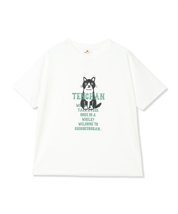白黒さんてんちゃんロゴ半袖Tシャツ(ホワイト-M)