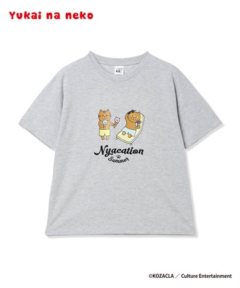 ゆかいなネコアイス半袖Tシャツ(グレー-M)