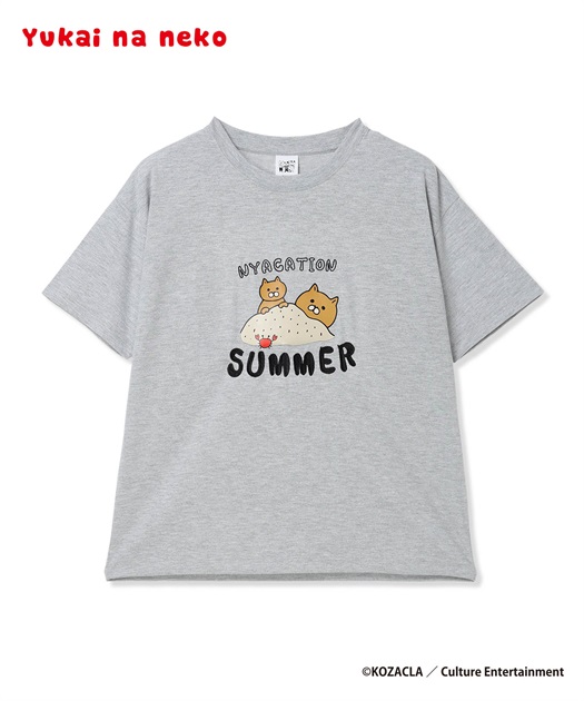 ゆかいなネコ砂遊び半袖Tシャツ