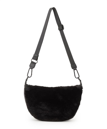 ファー素材ムーン型バッグ(ブラック-0)