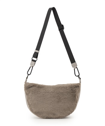 ファー素材ムーン型バッグ(ベージュ-0)