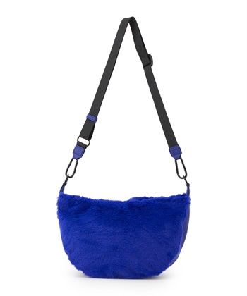 ファー素材ムーン型バッグ(ブルー-0)