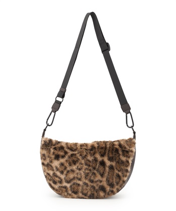 ファー素材ムーン型バッグ(ブラウン系-0)