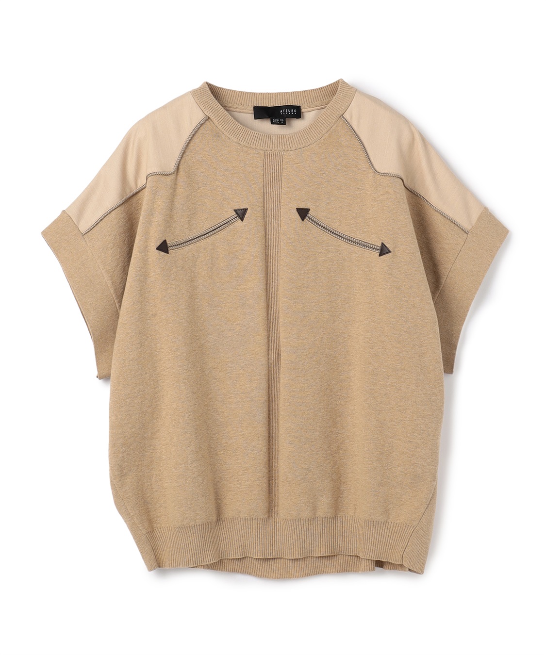 ATSURO TAYAMA 異素材切り替えコットン半袖ニット_variation_1
