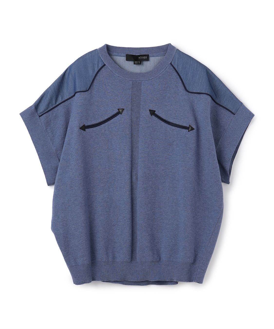 ATSURO TAYAMA 異素材切り替えコットン半袖ニット_variation_2