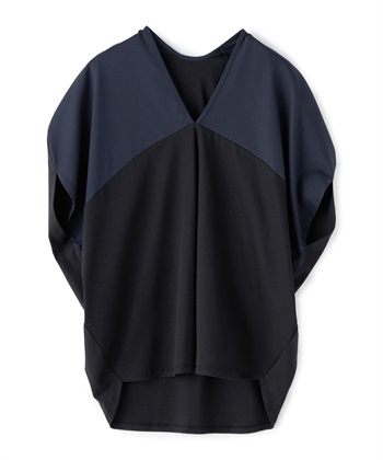 配色切り替えVネックプルオーバー(ブラック-36)