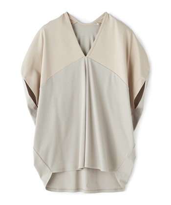 配色切り替えVネックプルオーバー(ベージュ-36)