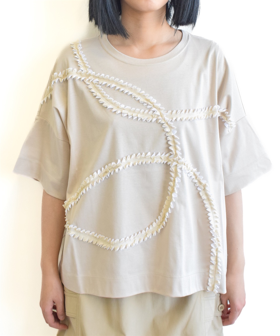 ATSURO TAYAMA カーブモチーフライン入りTシャツ_main