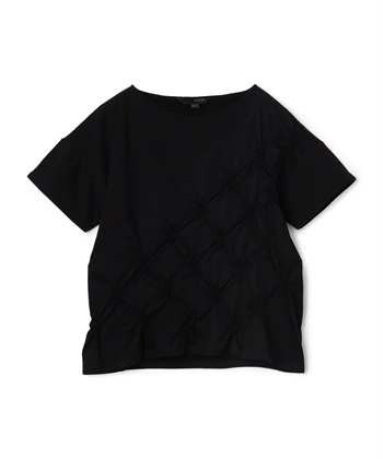 格子柄シャーリングTシャツ(ブラック-36)