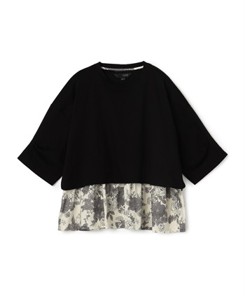 フラワー柄コンビレイヤードセット(ブラック系-36)