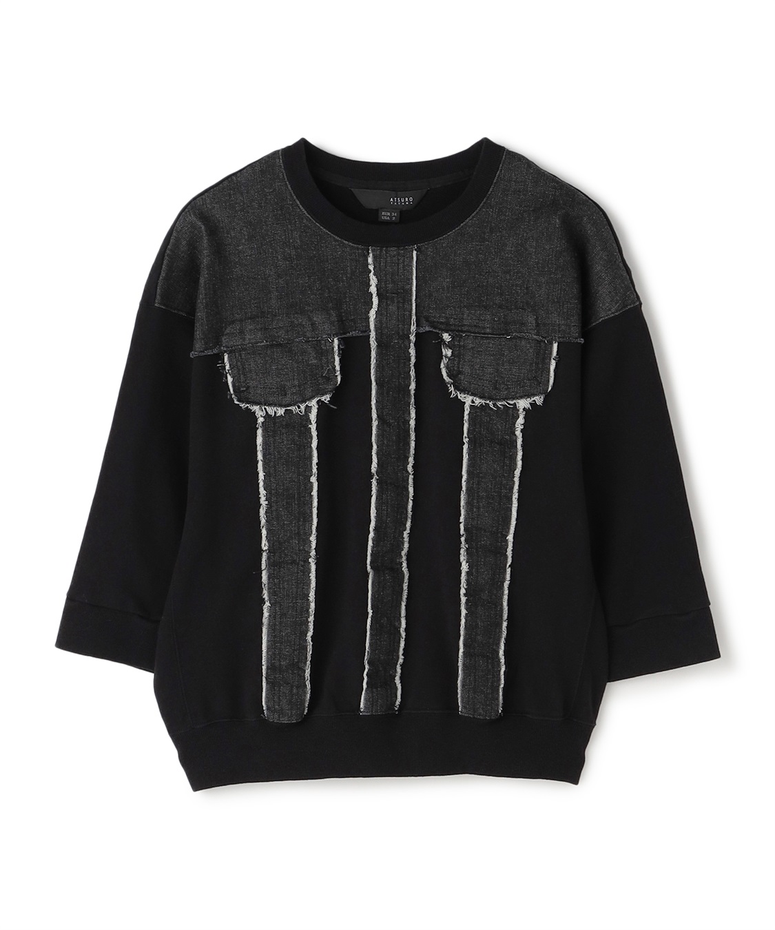 ATSURO TAYAMA シルバー半袖シャツ USA 6 アツロウタヤマA.T ATSURO TAYAMA フロント切替ハイネックシャツ
