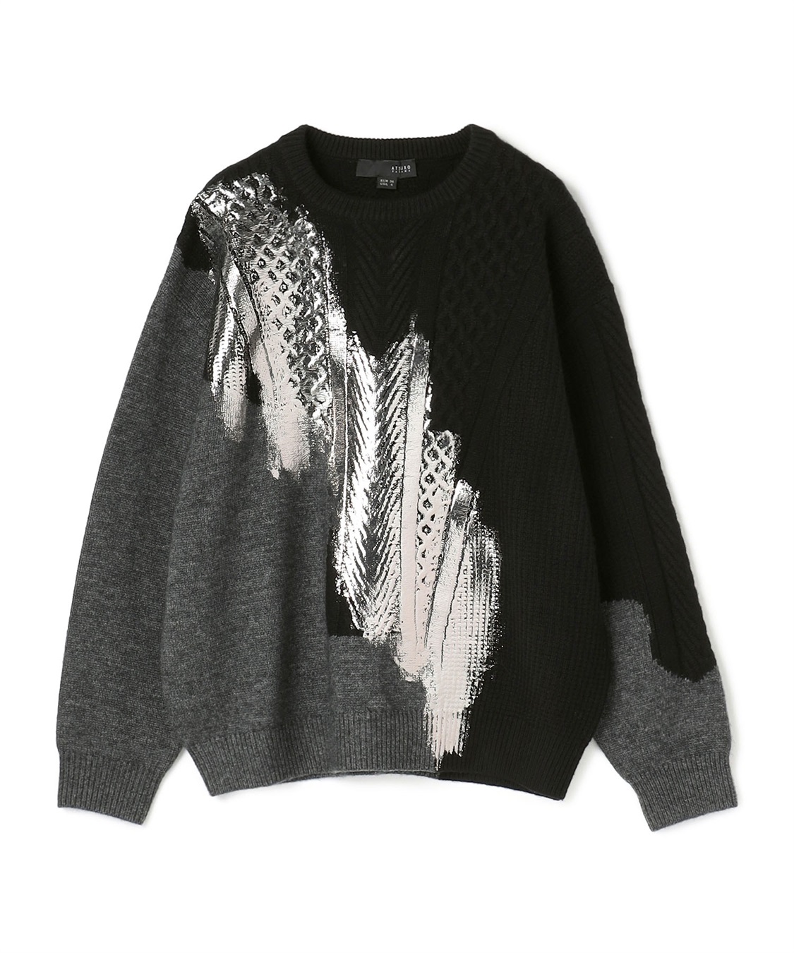 ATSURO TAYAMA 箔プリント編み柄ミックスセーター_variation_3