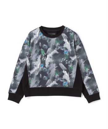 プリント柄プルオーバーカットソー(ブラック系-36)