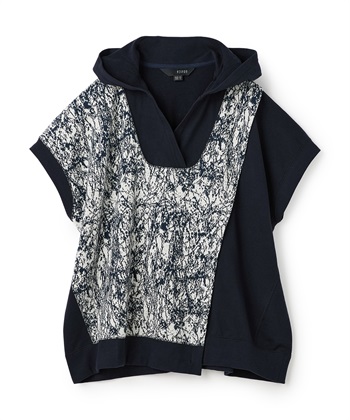 重ね着風フード付きプルオーバー(ネイビー-36)