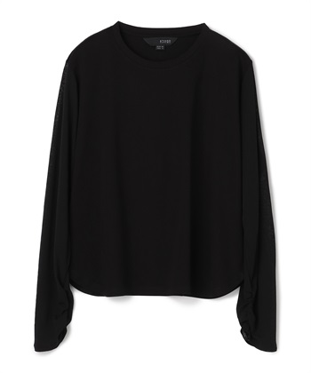 異素材切り替えカットソー(ブラック-36)