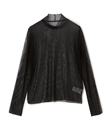 チュールメッシュハイネックプルオーバー(ブラック-36)