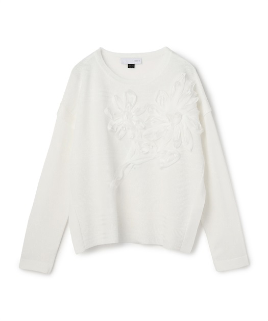フラワーモチーフニットプルオーバー