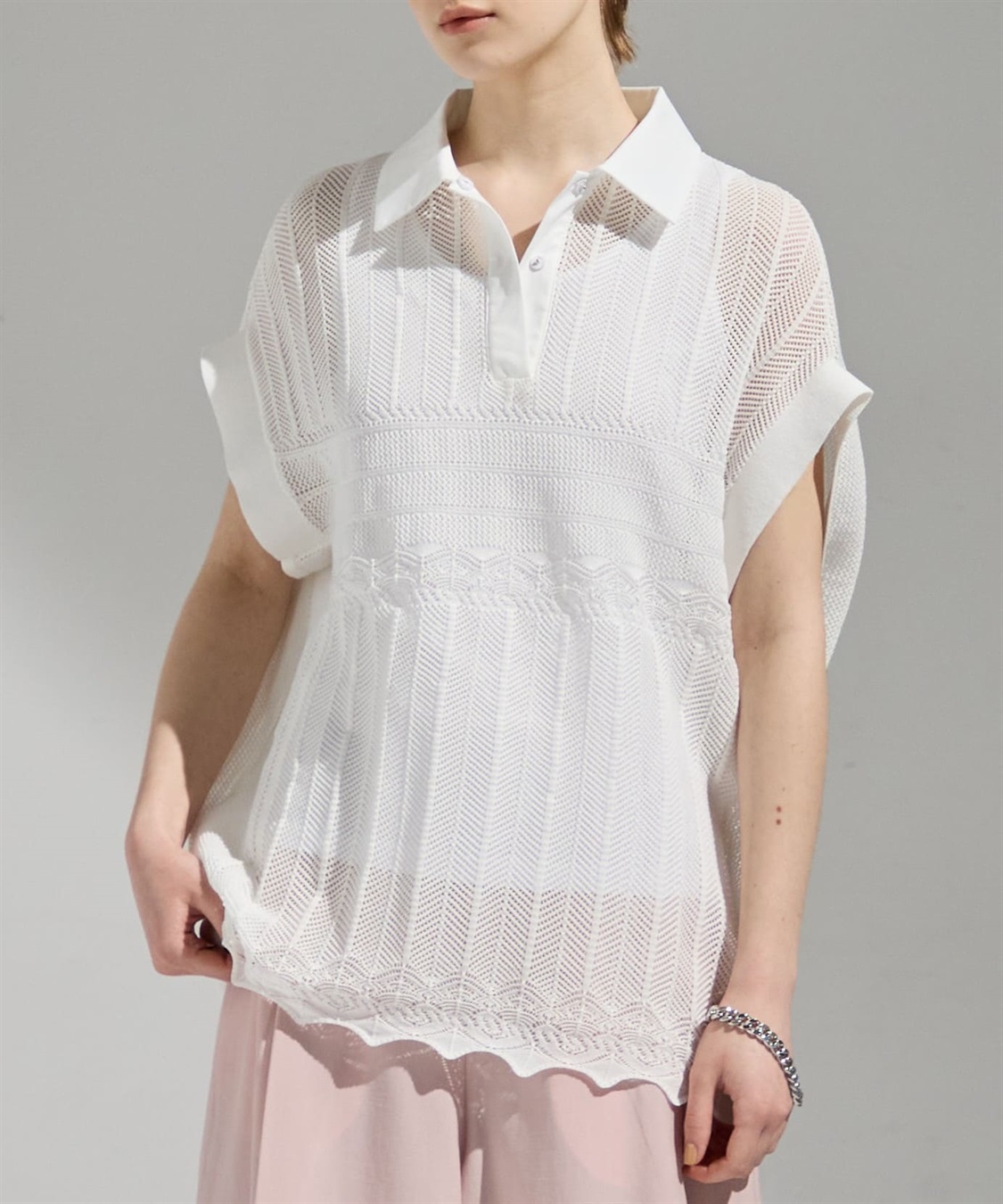 ATSURO TAYAMA レース編み衿付きプルオーバーニット_main