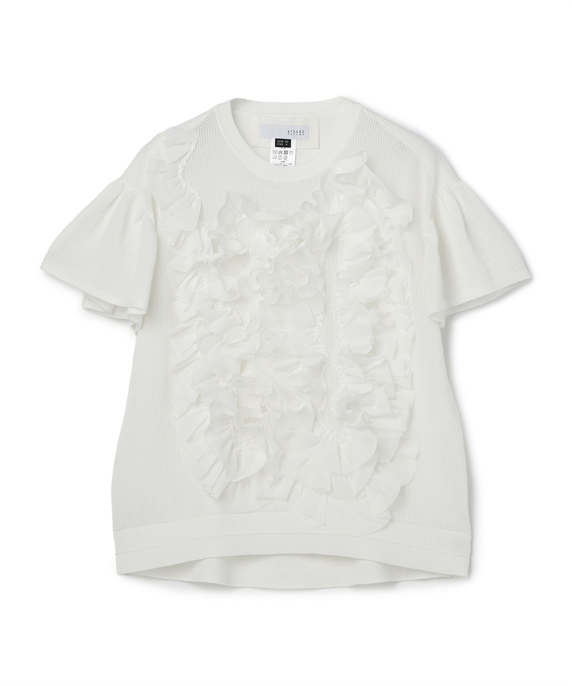 ATSURO TAYAMA アセテートコットン半袖フリルプルオーバー_variation_1