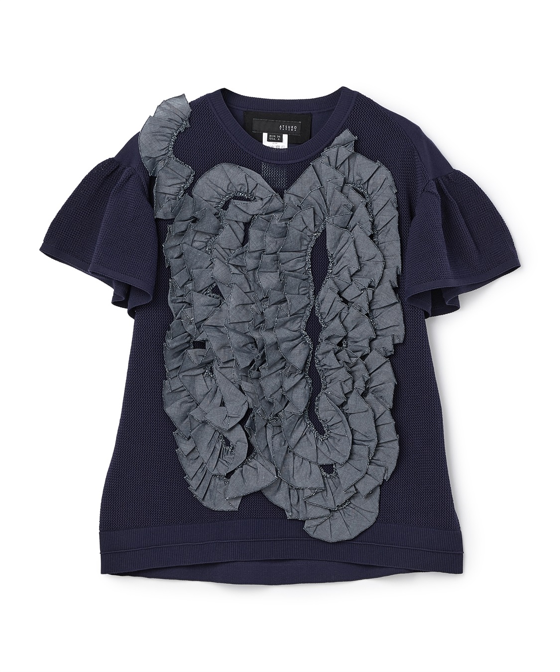 ATSURO TAYAMA アセテートコットン半袖フリルプルオーバー_variation_3