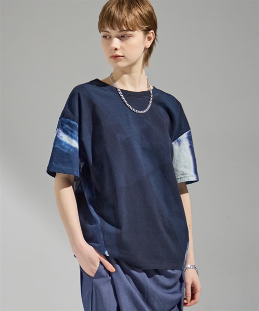 タイダイ柄切り替え半袖プルオーバー