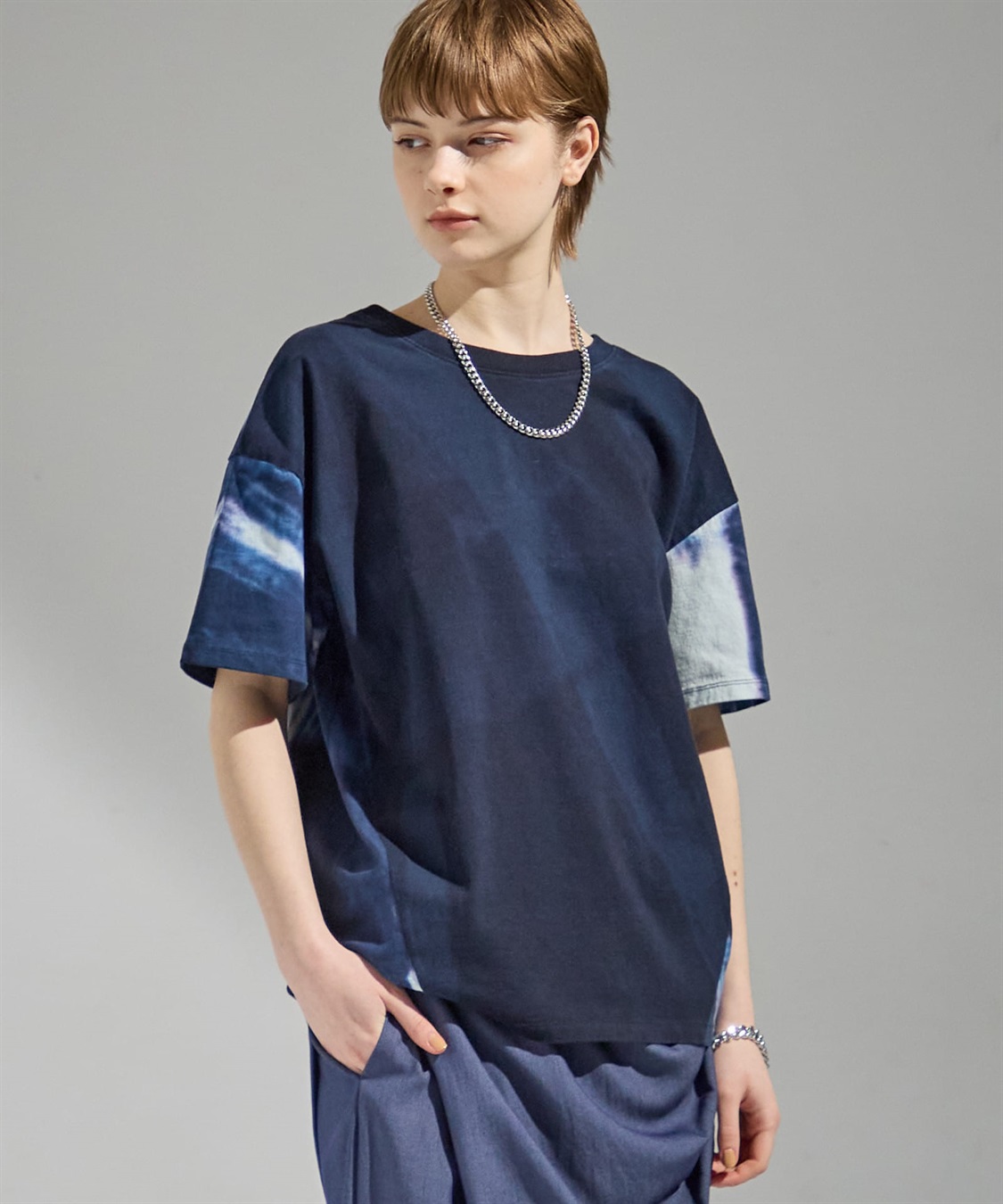 ATSURO TAYAMA タイダイ柄切り替え半袖プルオーバー_main