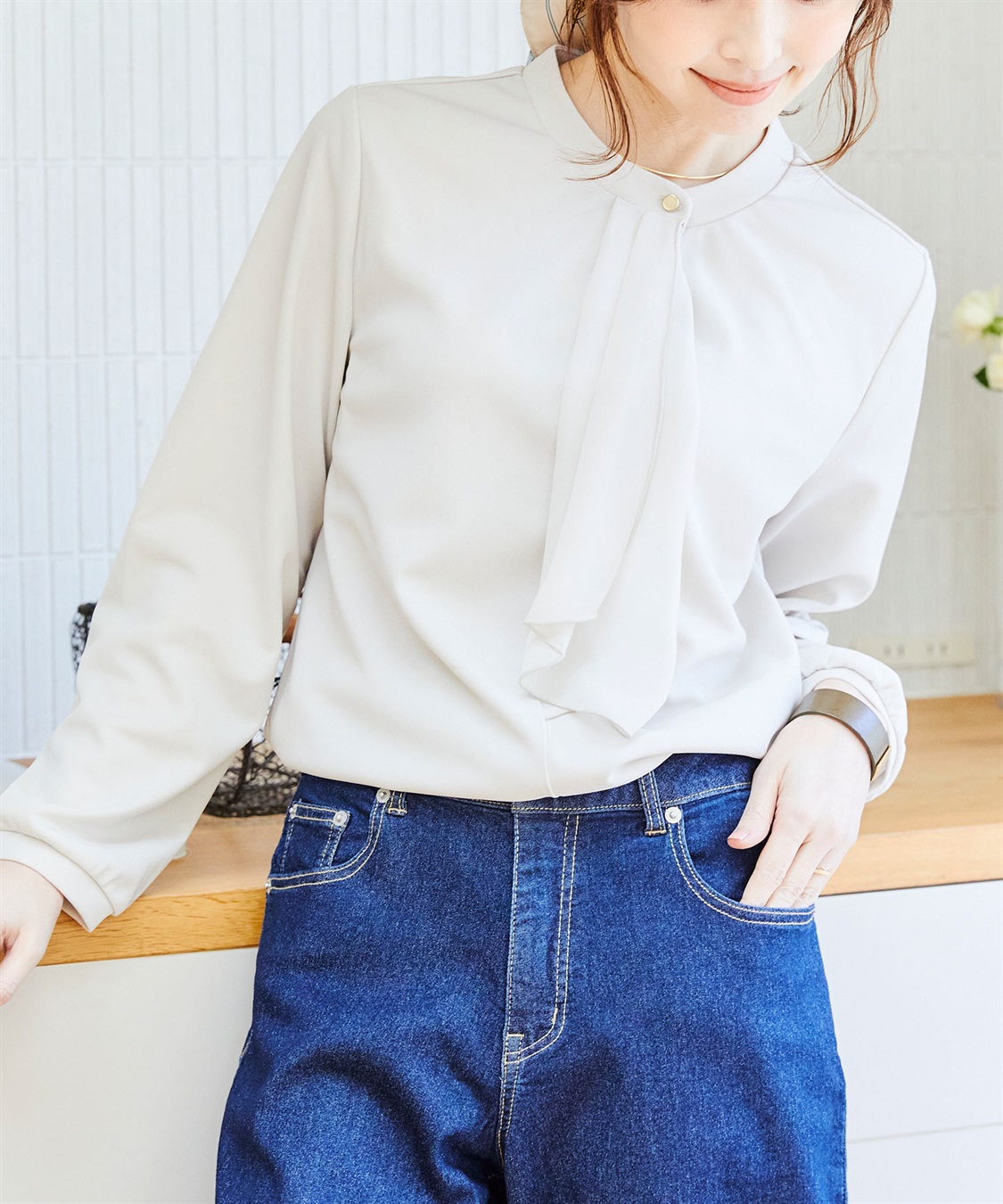 CROSS FUNCTION 《抗菌防臭・通気性》正解 シフォンフリルカットソーブラウス【CF/クロスファンクション】_main