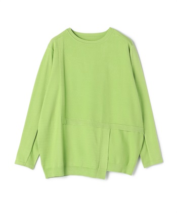 パッチワークデザイン長袖プルオーバー(ミント-36)