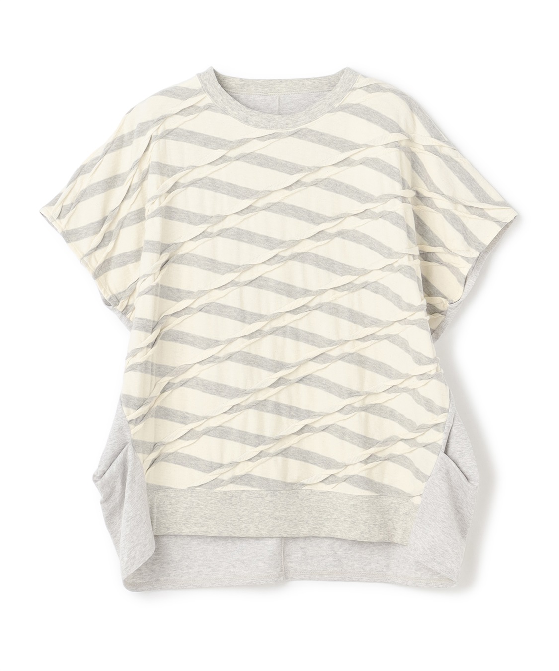 ATSURO TAYAMA タックボーダー半袖ニットトップス_variation_1