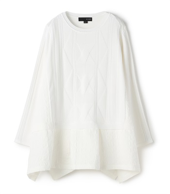 リブ切り替えニットプルオーバー(ホワイト-36)