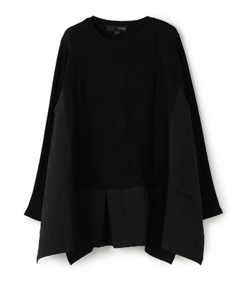 リブ切り替えニットプルオーバー(ブラック-36)