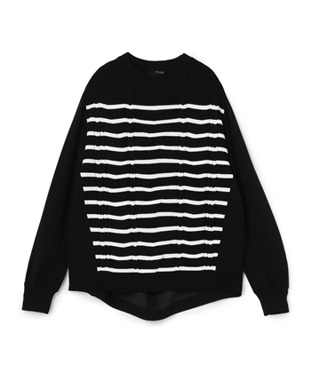 ATSURO TAYAMA ケーブル柄ボーダーニットプルオーバー_variationthumb_2