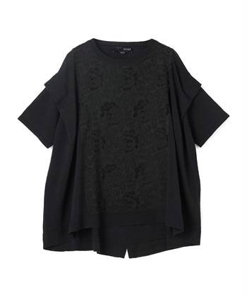 切り替えデザインニットプルオーバー(ブラック-36)