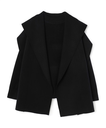 配色ストール付きニット(ブラック-36)