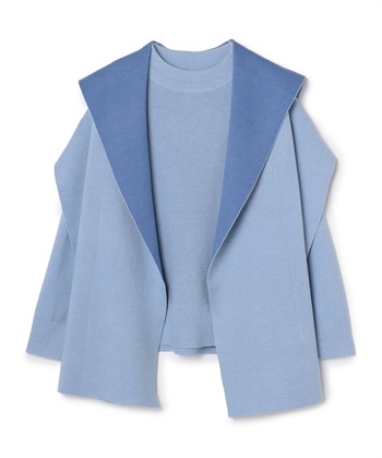 配色ストール付きニット(サックス-36)