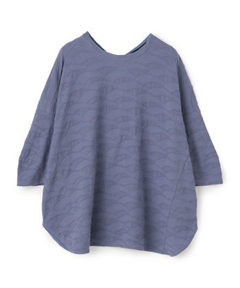 ウェーブ柄ジャカードカットソー(ブルー-36)