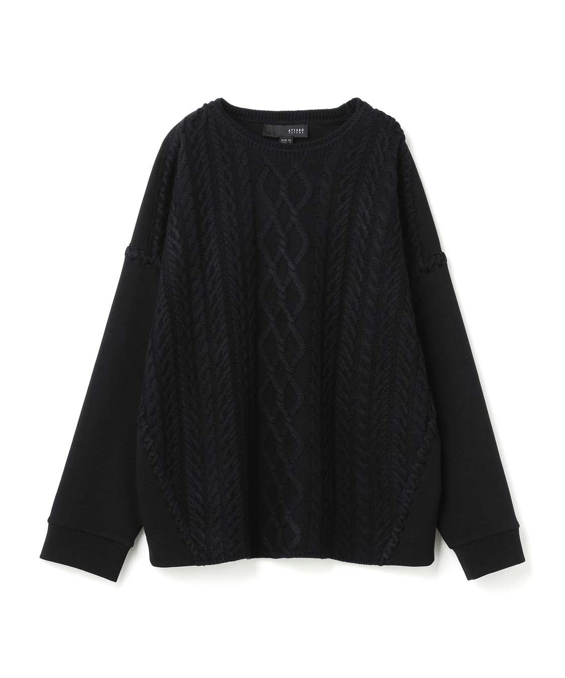 ATSURO TAYAMA ケーブルニット切り替えプルオーバー_variation_1